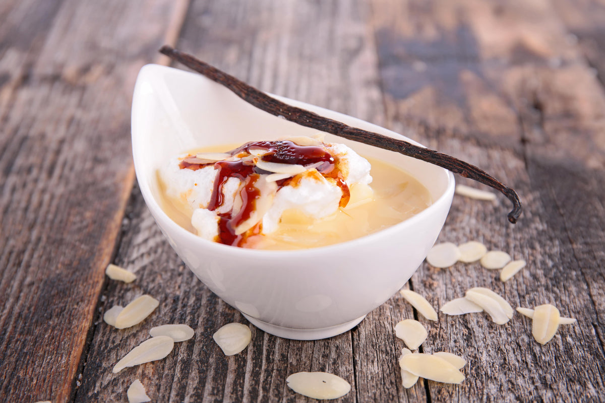 Ile flottante avec une delicieuse gousse de vanille