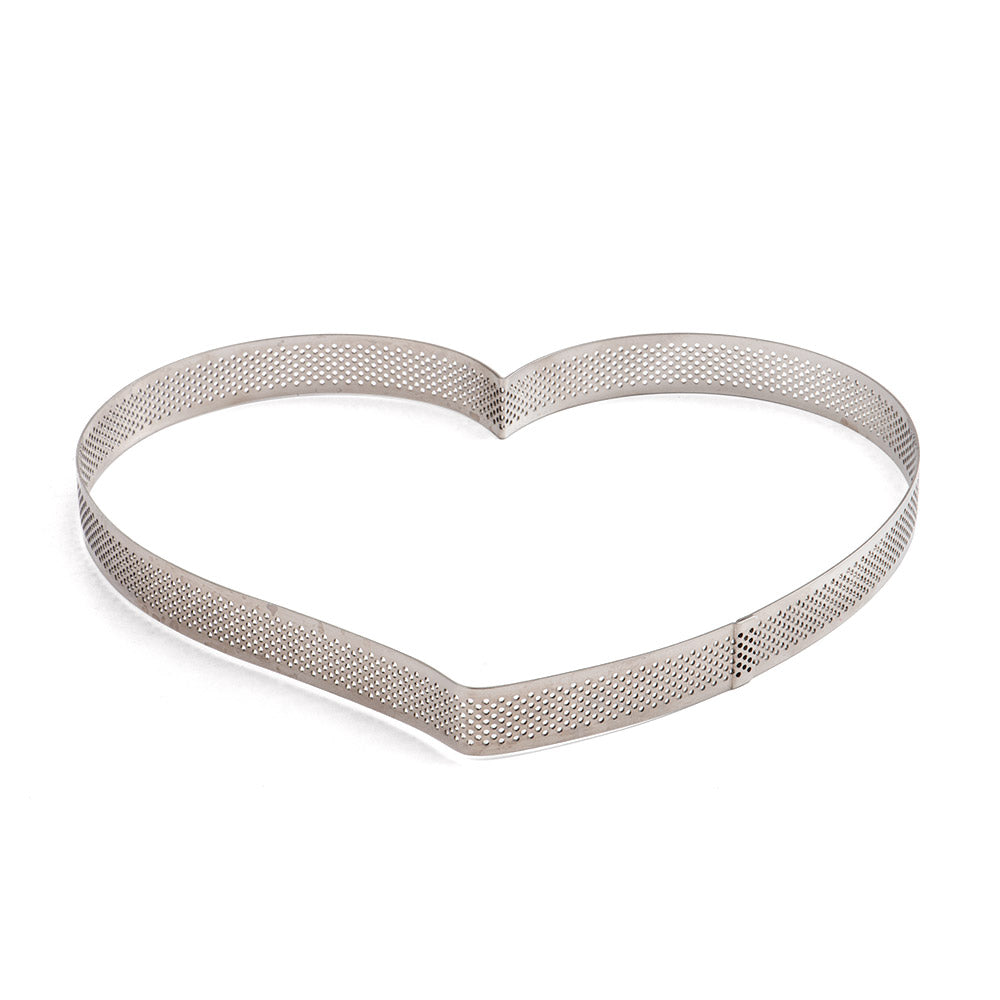 cercle cœur inox, cercle pâtisserie micro-perforé, cercle tarte Saint-Valentin, inox perforé cuisson uniforme