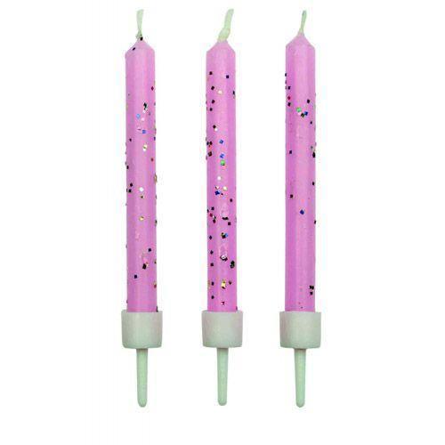 10 Bougies Roses Pailletées 6cm - Patissland