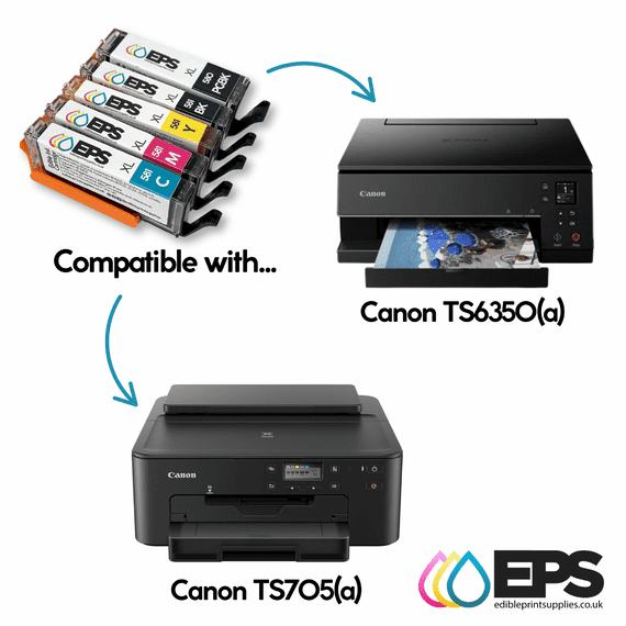 5 Cartouches XL Encre Comestible CLI581/ PGI580 - Compatible Canon TS705/TS6350