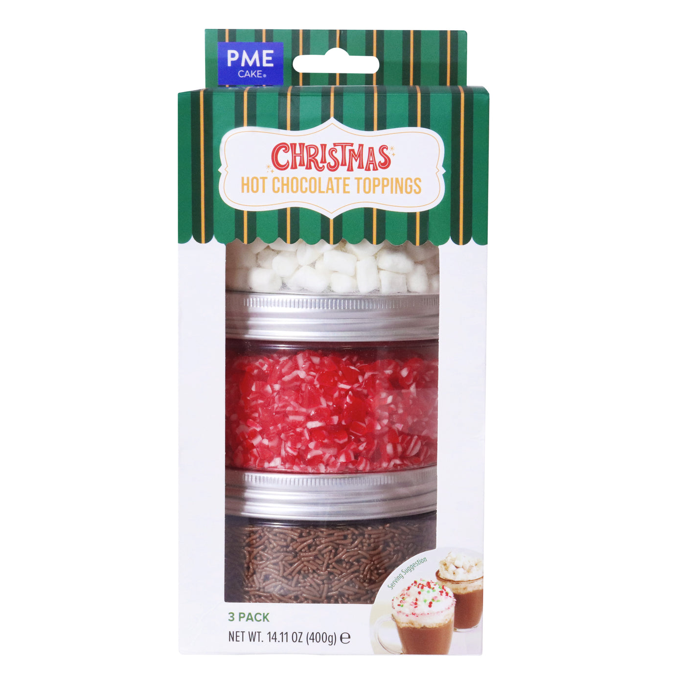 Christmas Set/3 Toppings pour Chocolat Chaud 400g