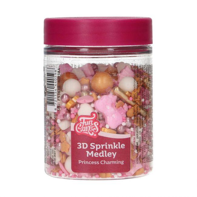 Pot FunCakes 3D Sprinkle Medley Princess Charming 70g couvercle violet premium