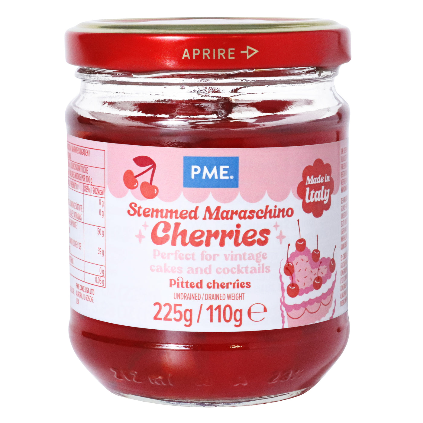 Cerises Maraschino Rouges avec Queue 225g