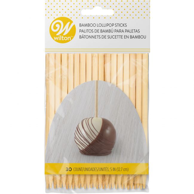 Lot de 30 bâtons de sucettes en bambou naturel 12 cm
