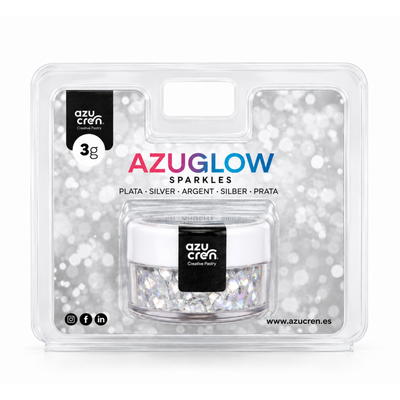 Paillettes comestibles Azuglow Sparkle Argent 3 g Azucren