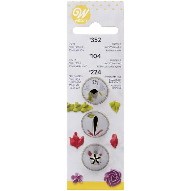 Set Douilles Wilton nº 104, 352, et 224 pour Décoration Pâtisserie Florale et Motifs