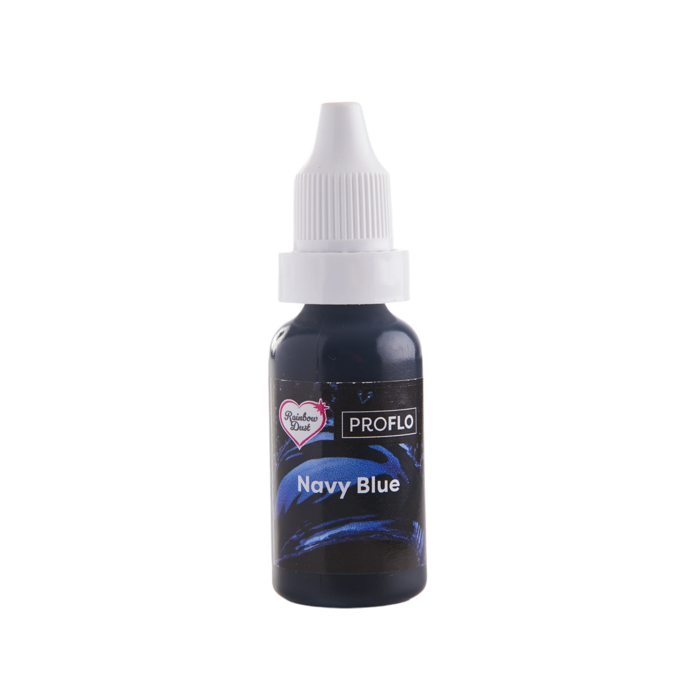 colorant bleu marine, ProFlo navy blue, Rainbow Dust, colorant aérographe, colorant liquide pâtisserie, colorant vegan, colorant kasher
