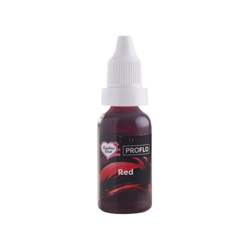 Flacon de colorant liquide rouge ProFlo 16 ml Rainbow Dust – spécial aérographe et pâtisserie