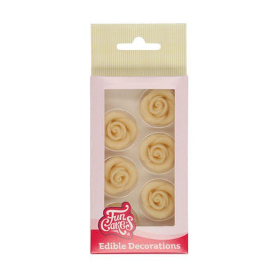 Pâte d'Amande - 6 Roses Blanches - FUN CAKES
