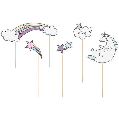 Set/5 Toppers Licorne Mix - PARTY DECO