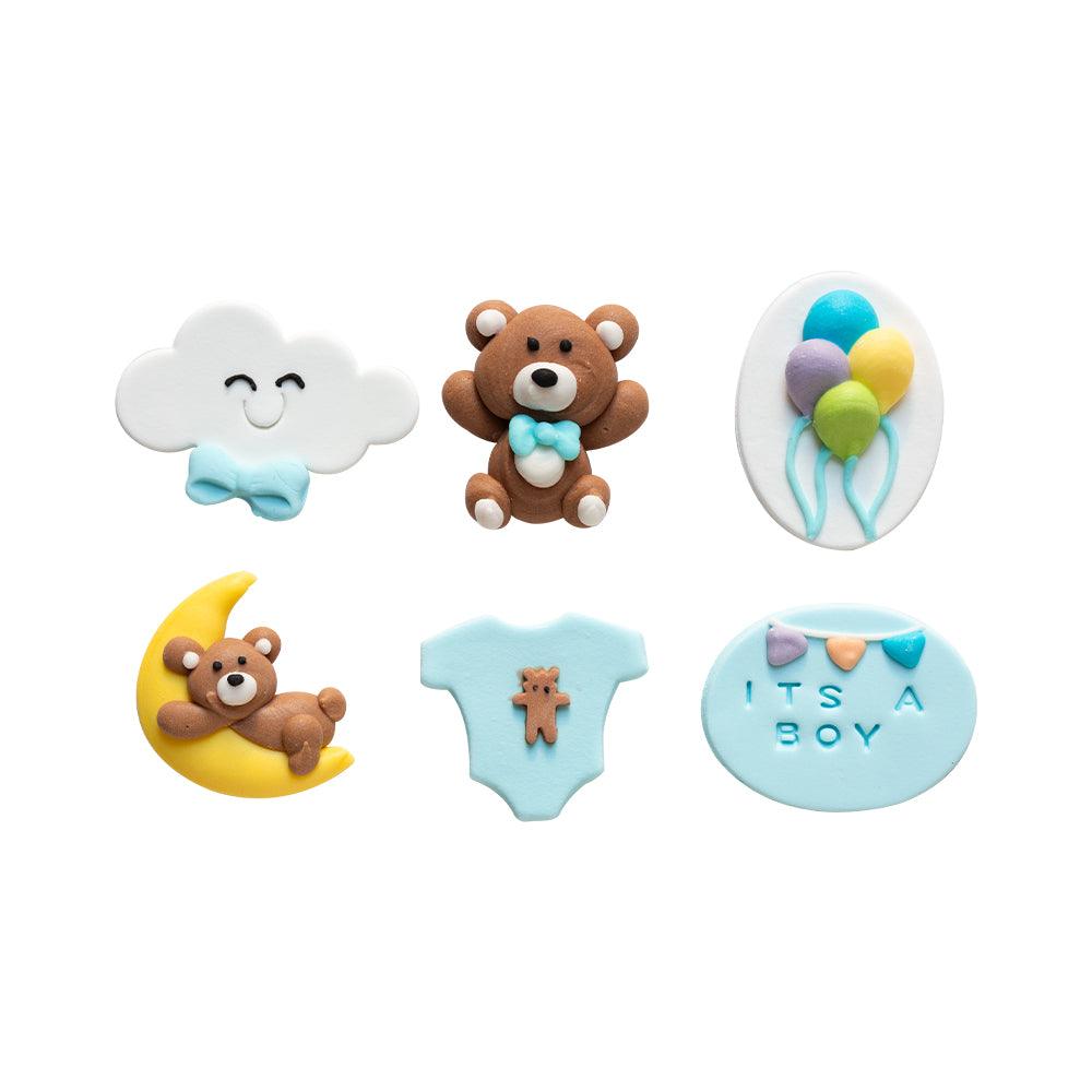 Set/6 Décorations Comestibles - Baby Boy - DECORA