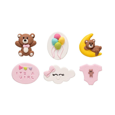 Set/6 Décorations Comestibles - Baby Girl - DECORA