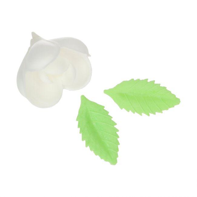 Set/12 Tulipes et Feuilles en Papier Comestible